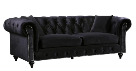 black tufted velvet sofa