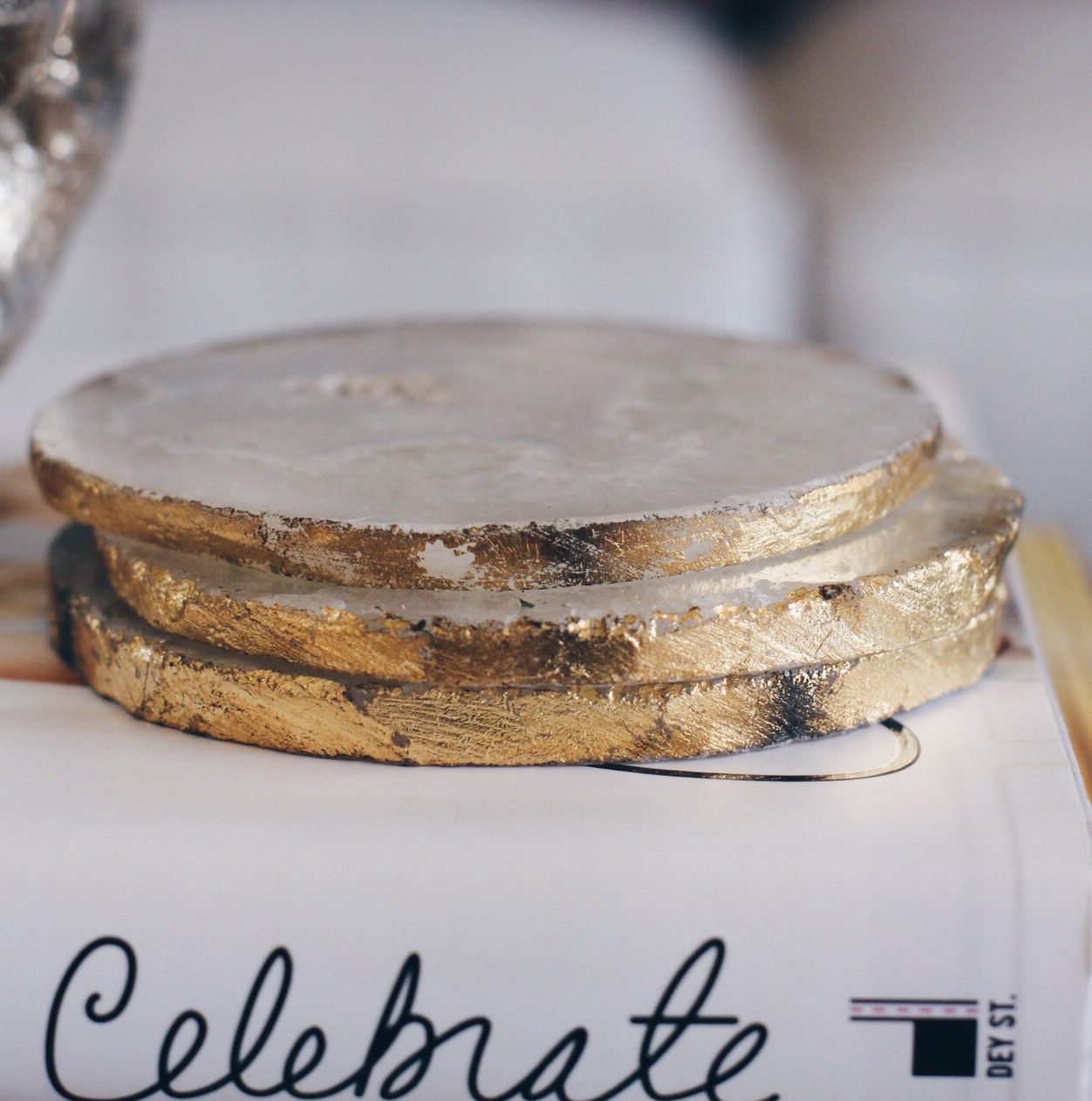 gold agate coasters