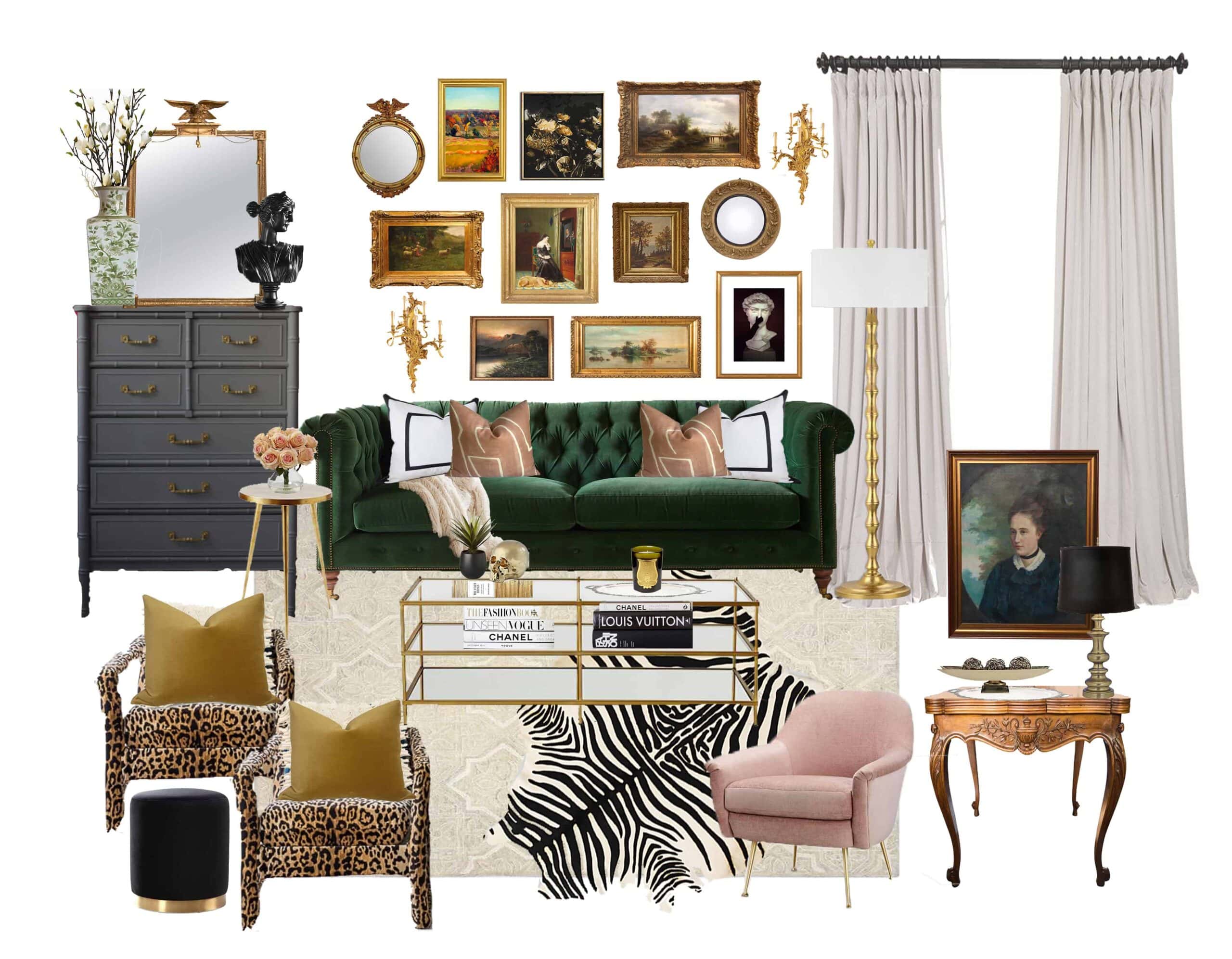 living-room-green-sofa-glam