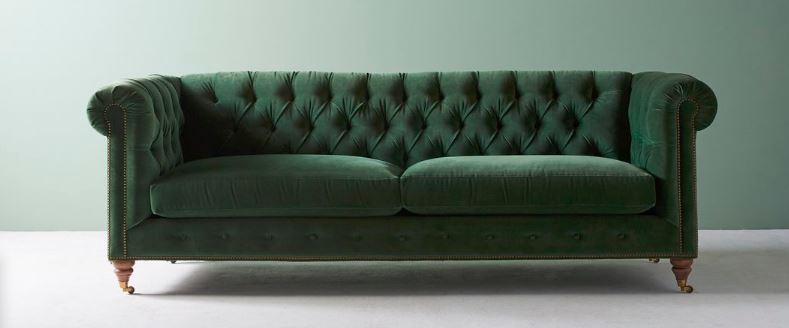 green velvet sofa • A Glass of Bovino