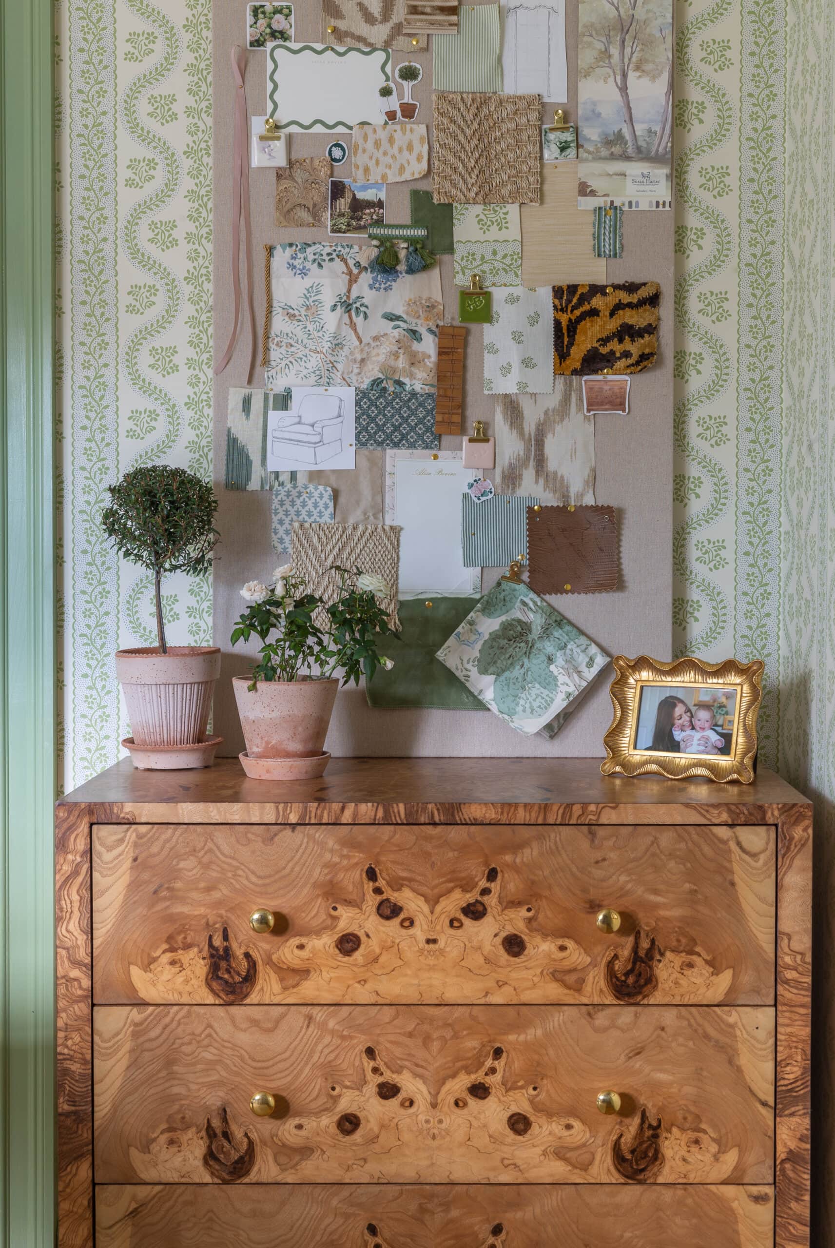 office-styling-chest-decor-frames-topiary-sister-parish-dolly