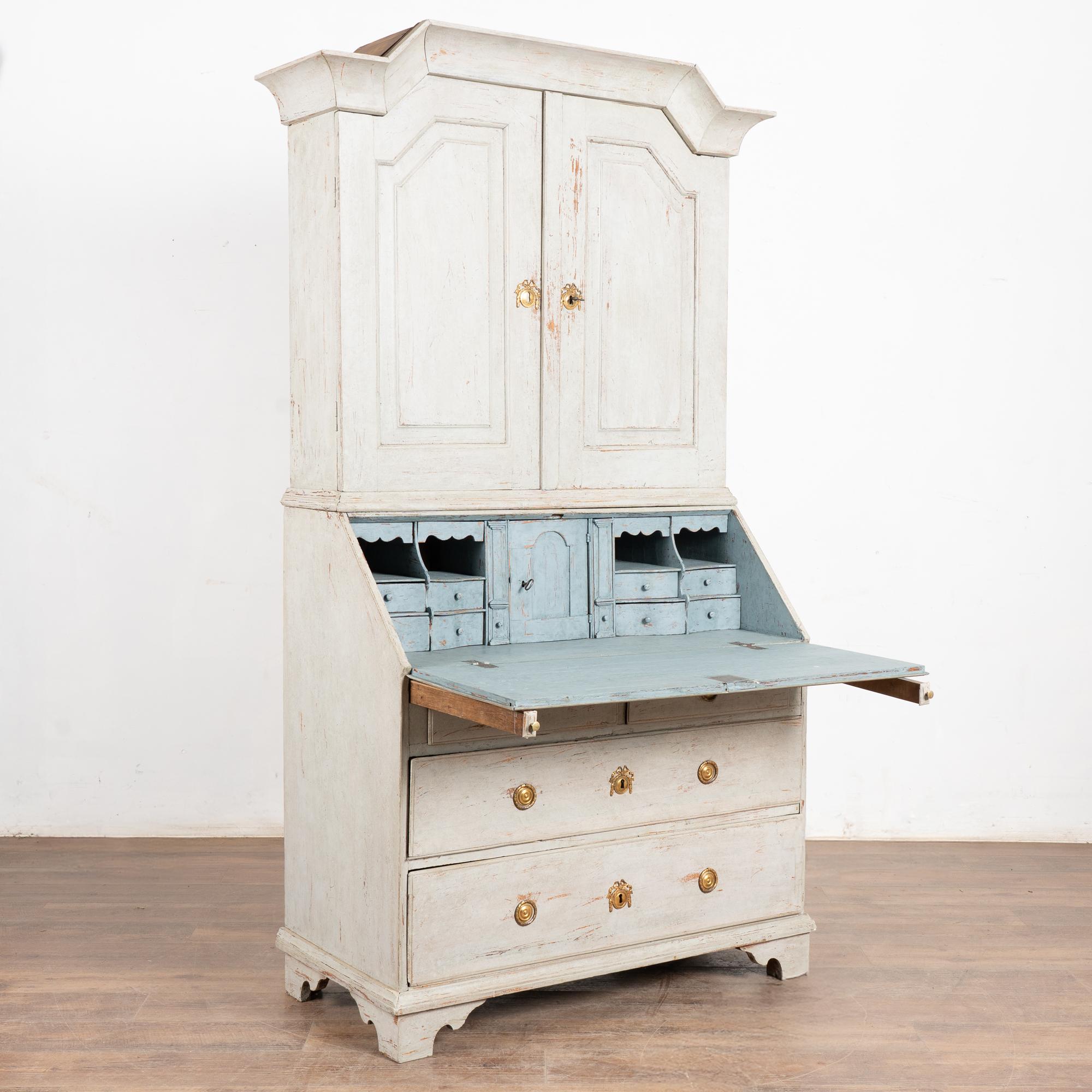 19th Century Swedish White Gustavian Pine Secretary